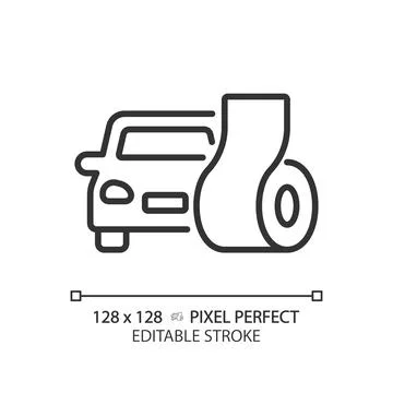 Customizable soundproofing car black thin linear icon Stock Illustration