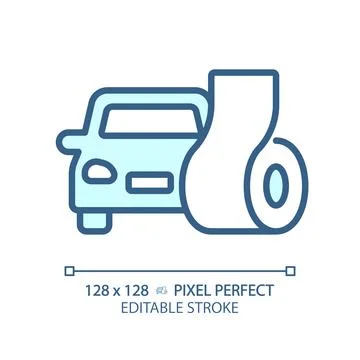 Customizable soundproofing car blue thin linear icon Stock Illustration