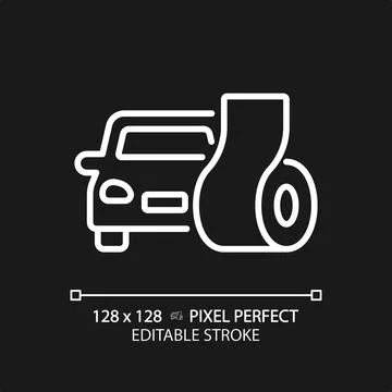 Customizable soundproofing car white thin linear icon Stock Illustration