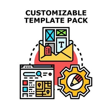 Customizable template pack concept developing digital design tools Illustrazione stock