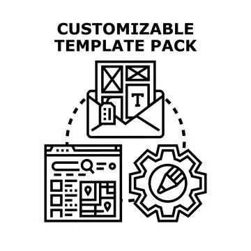 Customizable template pack concept developing digital design tools Ilustração Stock