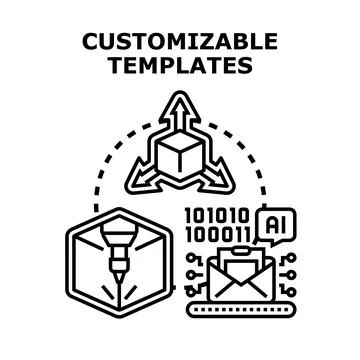 Customizable templates concept for digital product development Illustrazione stock