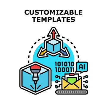 Customizable templates concept for digital product development Stock Illustration