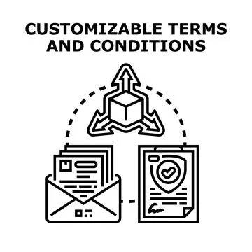 Customizable terms and conditions concept adapting documents Stock Illustration