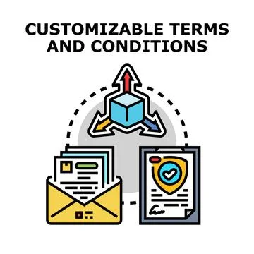 Customizable terms and conditions concept adapting documents Stock Illustration
