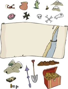 Customizable Treasure Hunt Map Stock Illustration