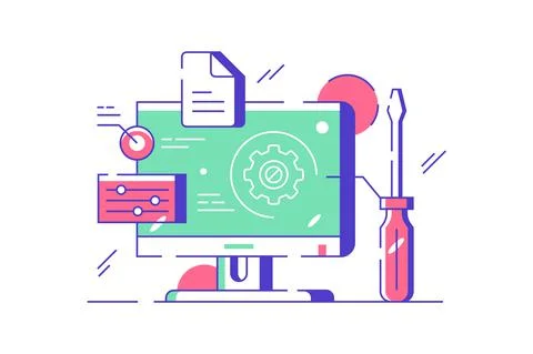 Customization and setting design online Stock Illustration