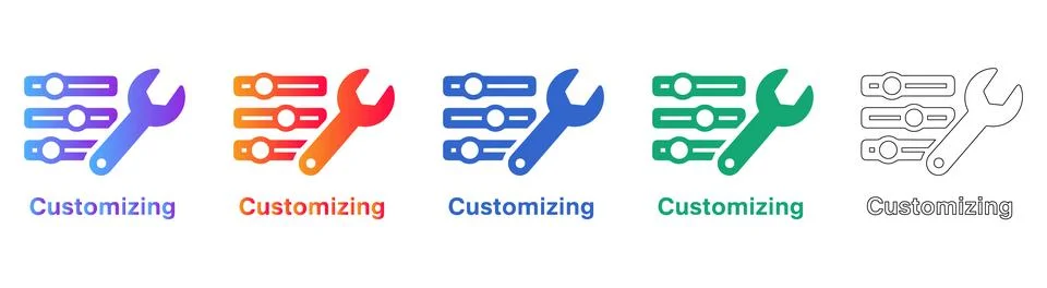 Customization and Technical Settings Icons Stockillustratie