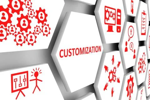CUSTOMIZATION concept cell background 3d illustration Stock Illustration