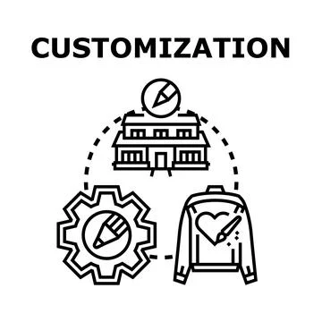 Customization concept with house, gear, and jacket Stock Illustration
