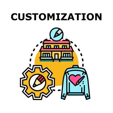 Customization concept with house, gear, and jacket Stock Illustration
