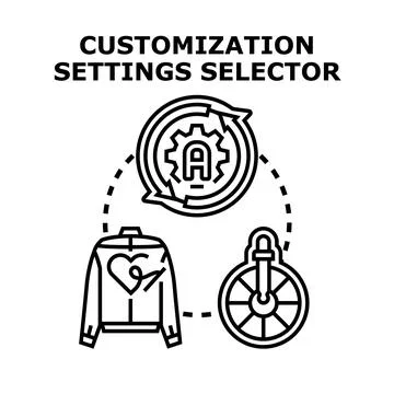 Customization settings selector for personalizing products Stock Illustration