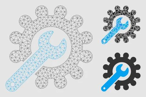 Customization Tools Vector Mesh Wire Frame Model and Triangle Mosaic Icon イラスト素材