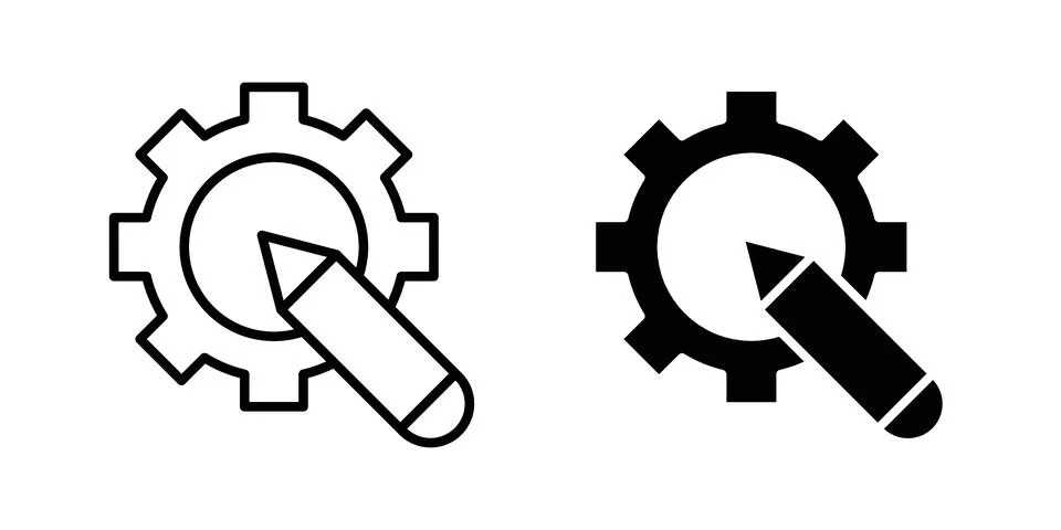 Customize icon pack with silhouette and stroke web iconsaging design Vector.. Stock Illustration