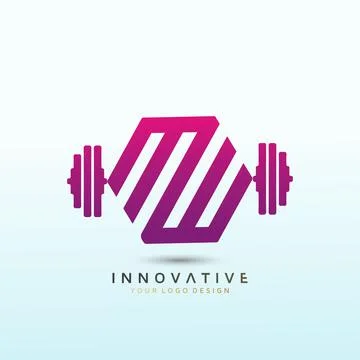 Customize nutrition programs Letter MW Fitness Modern Fitness logo design. Du Stock Illustration
