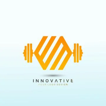 Customize nutrition programs Letter WM Fitness Modern Fitness logo design. Du Stockillustratie