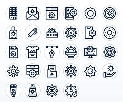 Customize Vector Icon Collection featuring 28 Pixel Optimized 64x64 Bold Li.. Stock Illustration