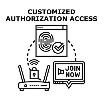 Customized authorization access private network security system Stock Illustration