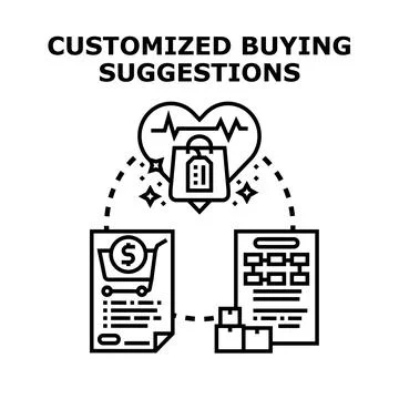 Customized buying suggestions for personalized online shopping experience Stock Illustration