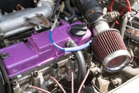 Customized Car Engine Closeup Stock Photos