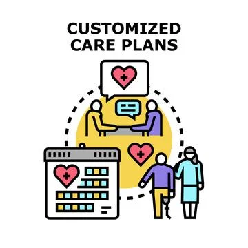 Customized care plans managing patient health support Stock Illustration