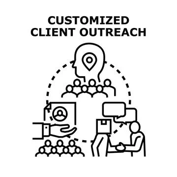 Customized client outreach strategy concept developing Illustrazione stock