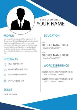 Customized creative and modern curriculum vitae design vector template CV bio da Illustrazione stock