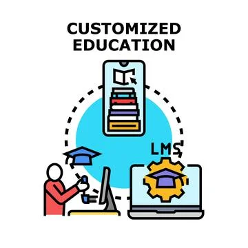 Customized education learning management system personalizing online courses Stock Illustration