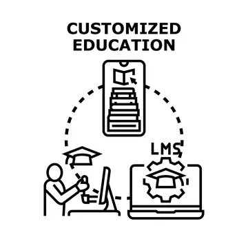 Customized education learning management system personalizing online courses イラスト素材