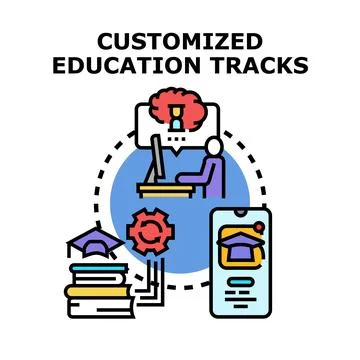 Customized education tracks and online learning programs Stockillustratie