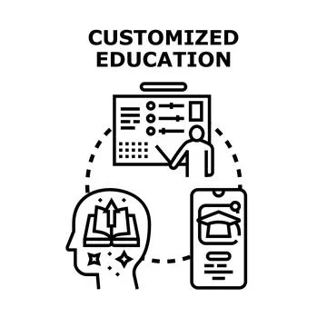 Customized education vector concept with personal learning 스톡 일러스트