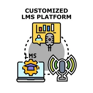 Customized lms platform managing online education content Stock Illustration