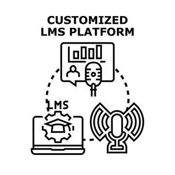 Customized lms platform managing online education content Stock Illustration