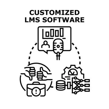 Customized lms software development and implementation concept Stock Illustration