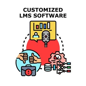 Customized lms software development and implementation concept Stock Illustration