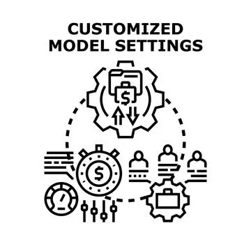 Customized model settings configuring business strategy processes Stock Illustration