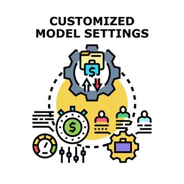Customized model settings configuring business strategy processes Stock Illustration