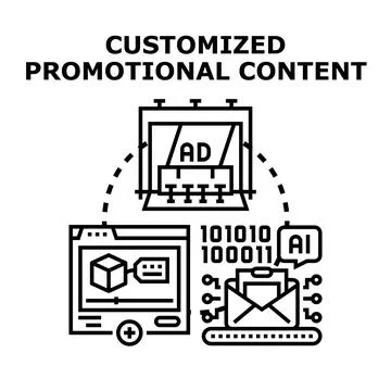 Customized promotional content generation using artificial intelligence Stock Illustration