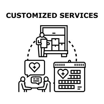 Customized services offering personalized solutions and individual client car Stock Illustration