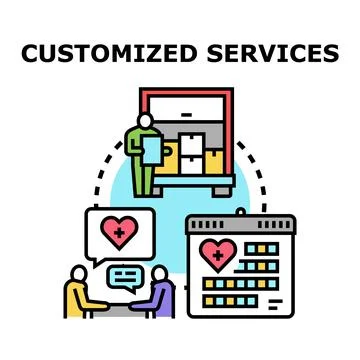 Customized services offering personalized solutions and individual client car Stock Illustration