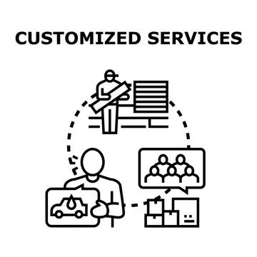 Customized services providing personalized solutions for clients Stock Illustration