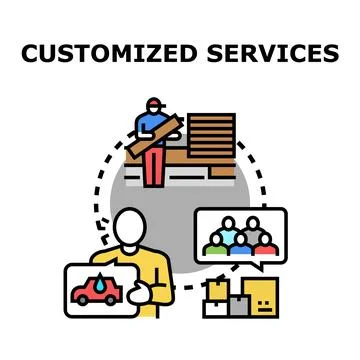 Customized services providing personalized solutions for clients Stock Illustration