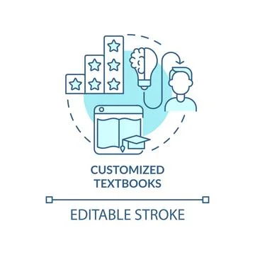 Customized textbooks blue concept icon Stock Illustration