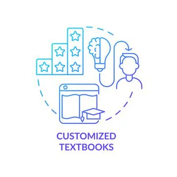 Customized textbooks blue gradient concept icon Stock Illustration