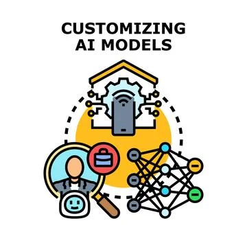Customizing artificial intelligence models for specific needs Stockillustratie