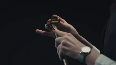 Customizing the head of the snooker cue to match. Stock Footage 241179298