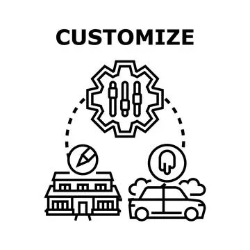 Customizing home car settings and design concept Stock Illustration
