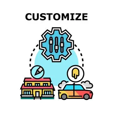 Customizing home car settings and design concept Illustrazione stock