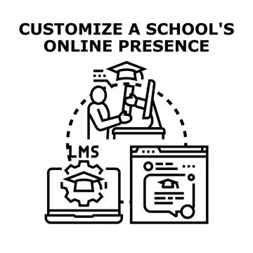 Customizing learning management system website for education 스톡 일러스트