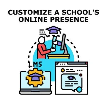 Customizing learning management system website for education Stockillustratie